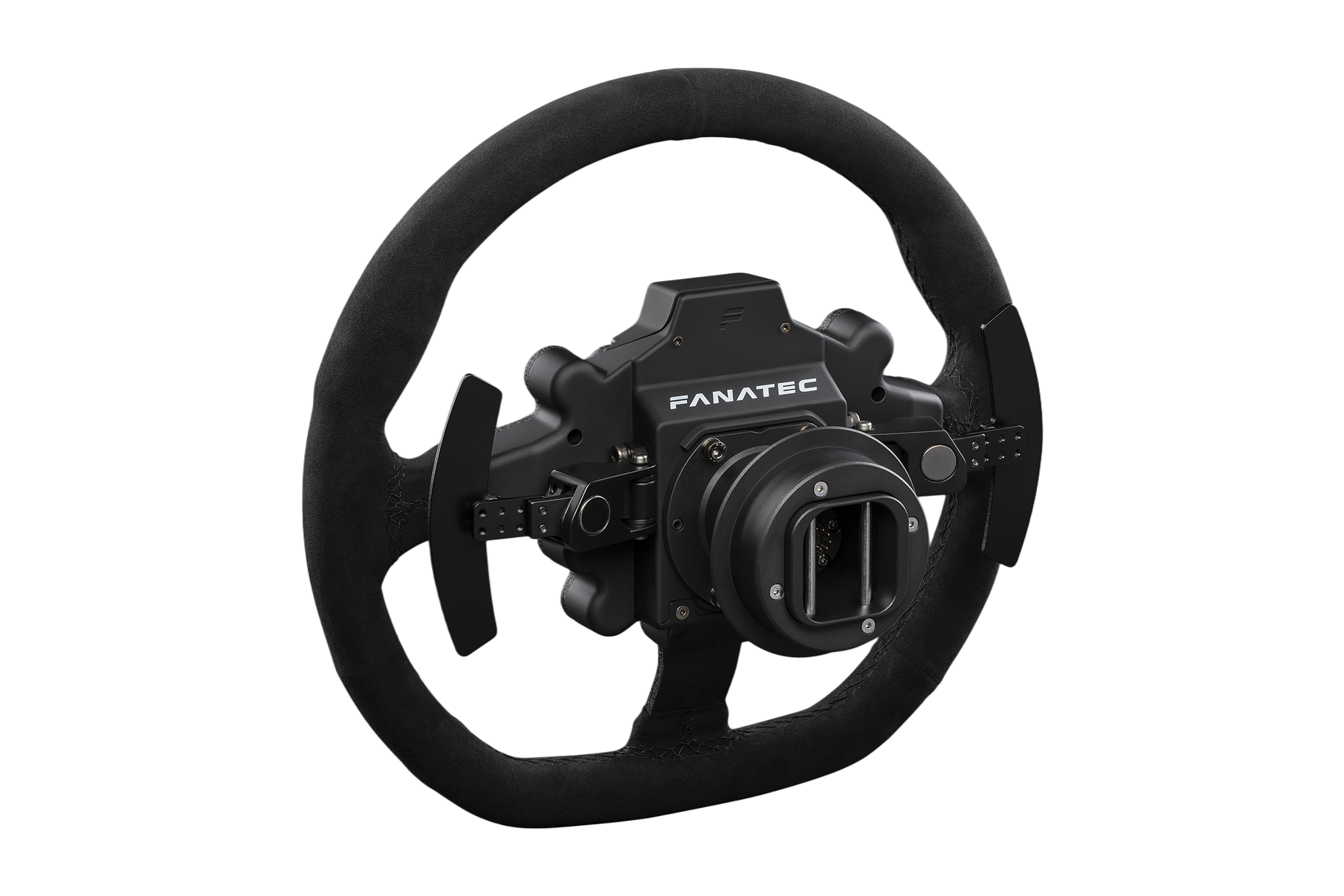 Rear of the Fanatec Clubsport BMW M3 GT2 V2 with QR2 mount and paddles